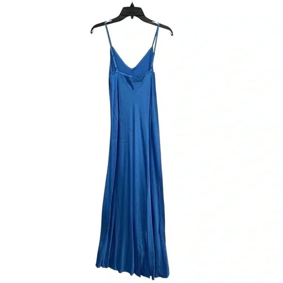 Enza Costa Bias Cut Satin Slip Dress Pool Blue Size 2 - Picture 8 of 10